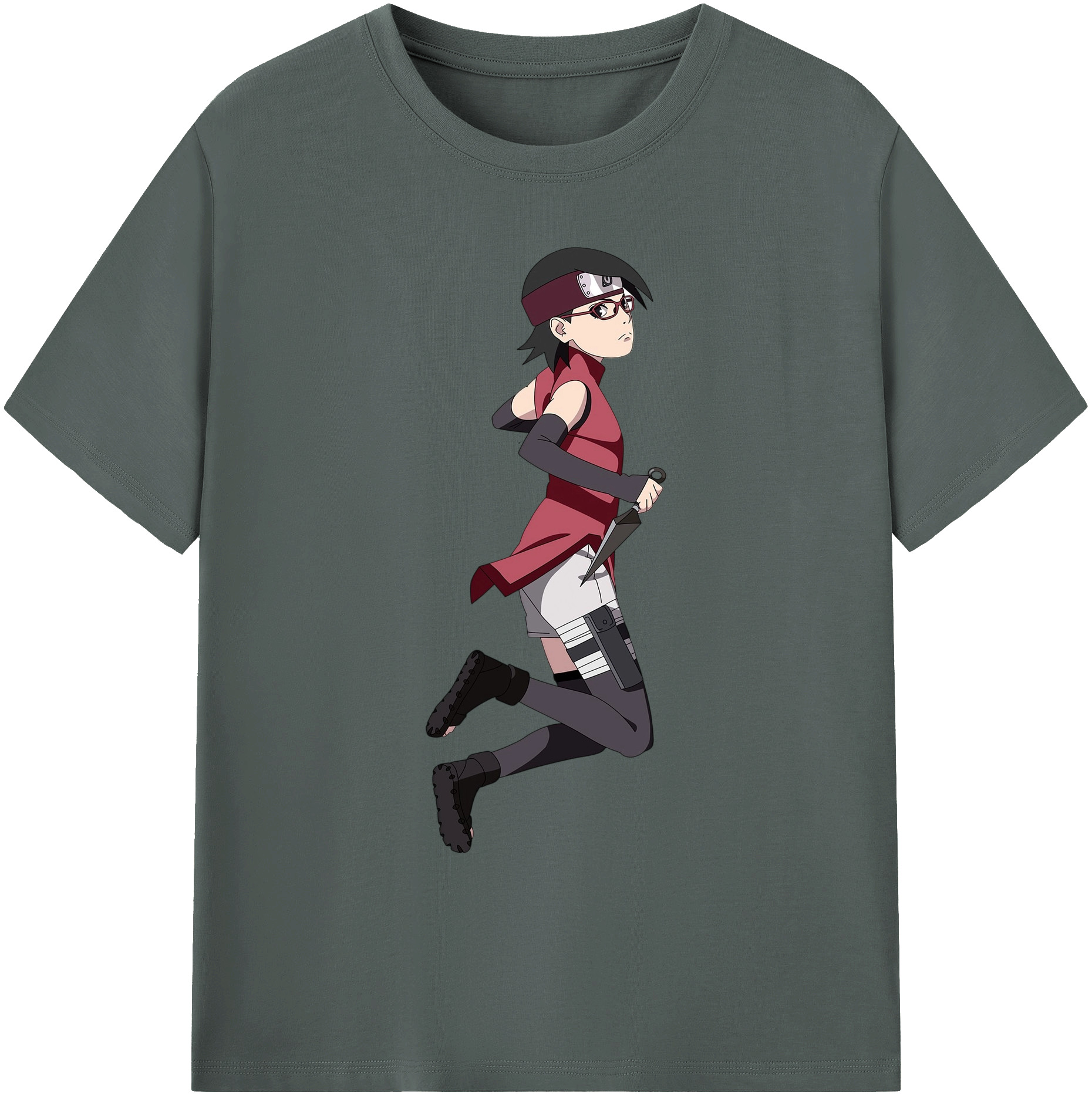 （画像用） NARUTO -ナルト- うちは サラダ Uchiha Sarada 綿100％ メンズ半袖Tシャツ｜肌触りやわらか＆通気性